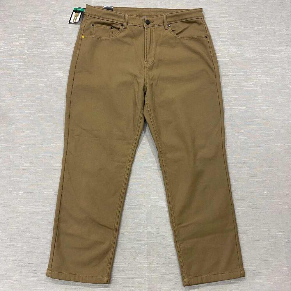 CAT Caterpillar Work Pants Mens 38 x 30 Brown Canvas Fleece Lined Insulated